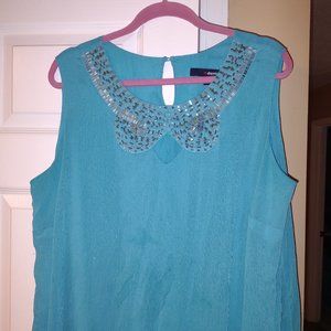 Formal long Chiffon flowing teal dress